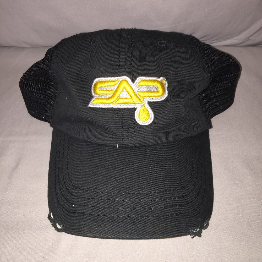 Hat Sap Concentrate Brand Promo Strapback Webbed Back Distressed Cap Great Shape